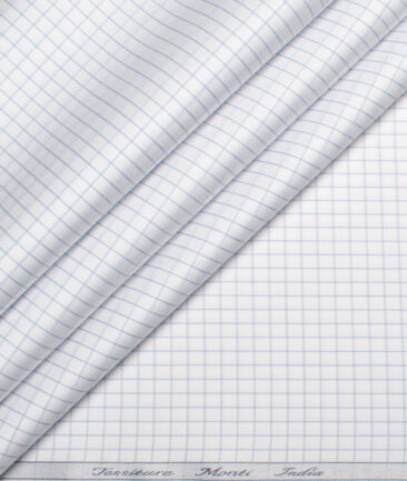 Tessitura Monti 2 Ply 70's Giza Cotton Checks Shirting Fabric (White & Grey)