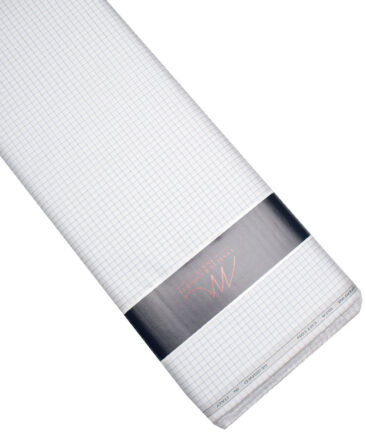 Tessitura Monti 2 Ply 70's Giza Cotton Checks Shirting Fabric (White & Grey)