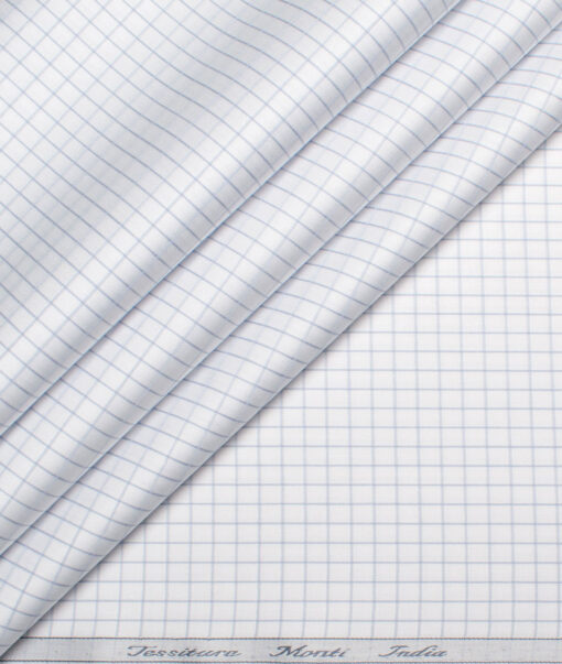 Tessitura Monti 2 Ply 70's Giza Cotton Checks Shirting Fabric (White & Grey)