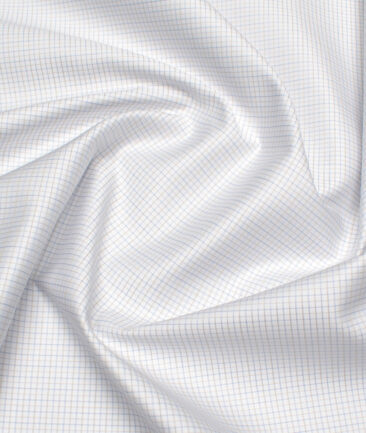 Tessitura Monti 2 Ply 70's Giza Cotton Checks Shirting Fabric (White & Brown)