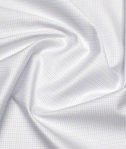 Tessitura Monti 2 Ply 70's Giza Cotton Checks Shirting Fabric (White & Brown)