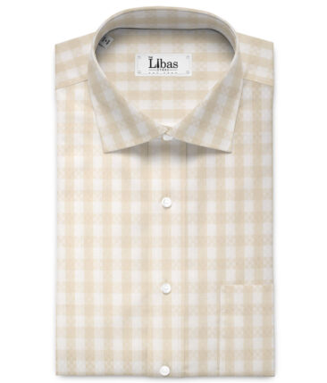 Tessitura Monti 2 Ply 70's Giza Cotton Checks Shirting Fabric (White & Beige)
