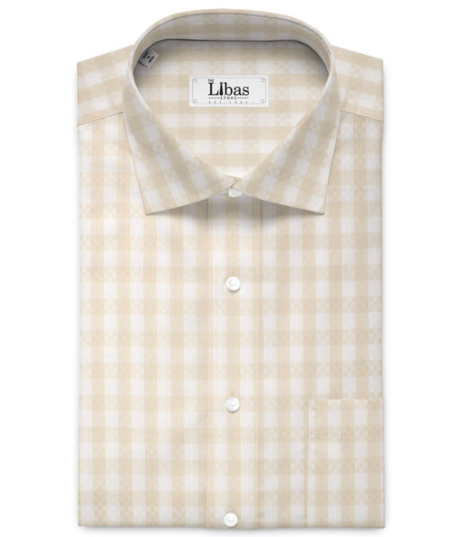 Tessitura Monti 2 Ply 70's Giza Cotton Checks Shirting Fabric (White & Beige)