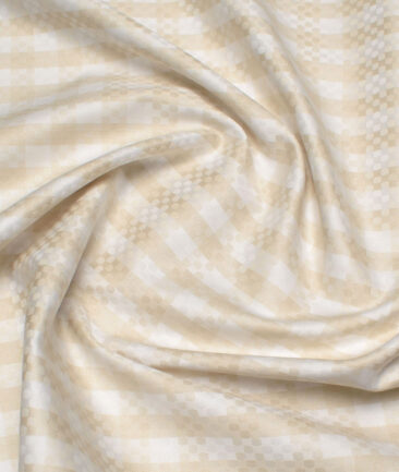 Tessitura Monti 2 Ply 70's Giza Cotton Checks Shirting Fabric (White & Beige)