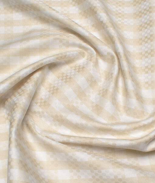 Tessitura Monti 2 Ply 70's Giza Cotton Checks Shirting Fabric (White & Beige)
