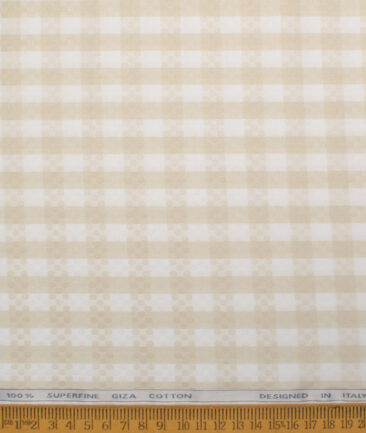 Tessitura Monti 2 Ply 70's Giza Cotton Checks Shirting Fabric (White & Beige)