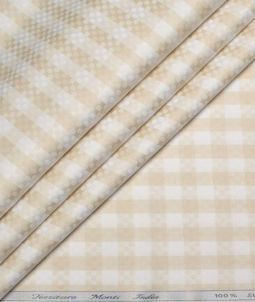 Tessitura Monti 2 Ply 70's Giza Cotton Checks Shirting Fabric (White & Beige)