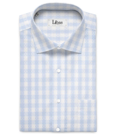 Tessitura Monti 2 Ply 70's Giza Cotton Checks Shirting Fabric (White & Blue)