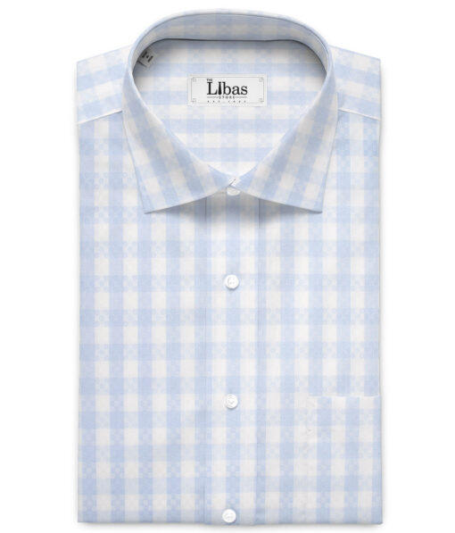 Tessitura Monti 2 Ply 70's Giza Cotton Checks Shirting Fabric (White & Blue)