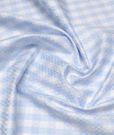 Tessitura Monti 2 Ply 70's Giza Cotton Checks Shirting Fabric (White & Blue)
