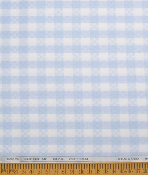 Tessitura Monti 2 Ply 70's Giza Cotton Checks Shirting Fabric (White & Blue)