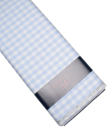 Tessitura Monti 2 Ply 70's Giza Cotton Checks Shirting Fabric (White & Blue)