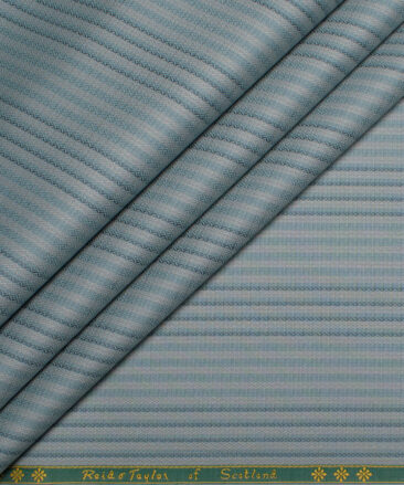 Reid & Taylor  Giza Cotton Striped Shirting Fabric (Aqua Green)