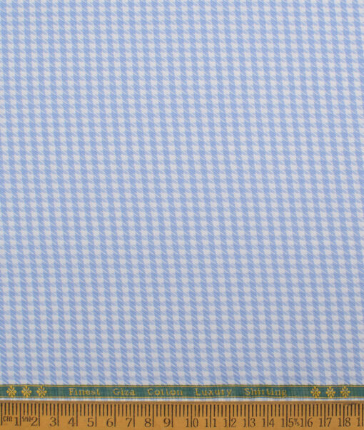 Reid & Taylor  Giza Cotton Houndstooth Shirting Fabric (White & Blue)