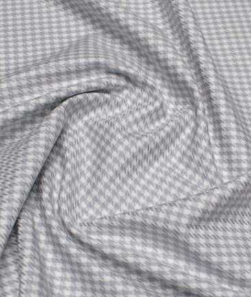 Reid & Taylor  Giza Cotton Houndstooth Shirting Fabric (White & Grey)