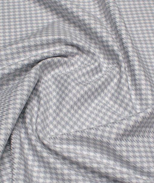 Reid & Taylor  Giza Cotton Houndstooth Shirting Fabric (White & Grey)