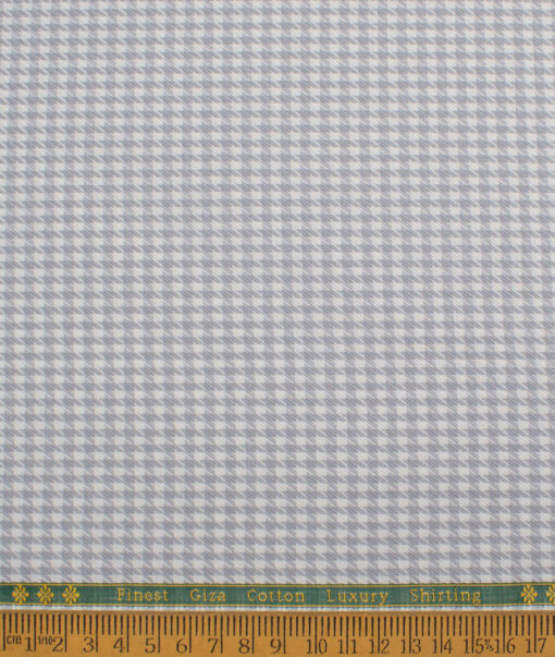 Reid & Taylor  Giza Cotton Houndstooth Shirting Fabric (White & Grey)