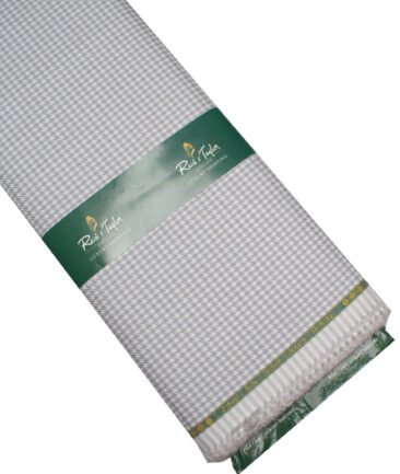 Reid & Taylor  Giza Cotton Houndstooth Shirting Fabric (White & Grey)