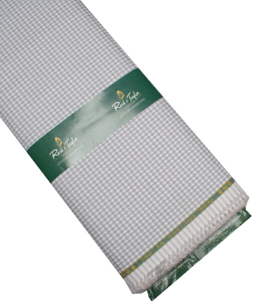 Reid & Taylor  Giza Cotton Houndstooth Shirting Fabric (White & Grey)