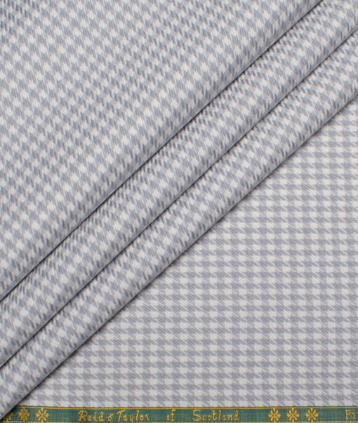 Reid & Taylor  Giza Cotton Houndstooth Shirting Fabric (White & Grey)