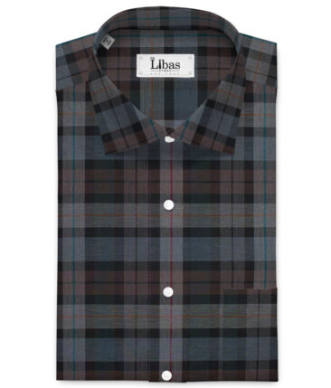 Reid & Taylor  Giza Cotton Checks Shirting Fabric (Grey & Black)