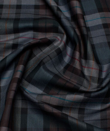 Reid & Taylor  Giza Cotton Checks Shirting Fabric (Grey & Black)