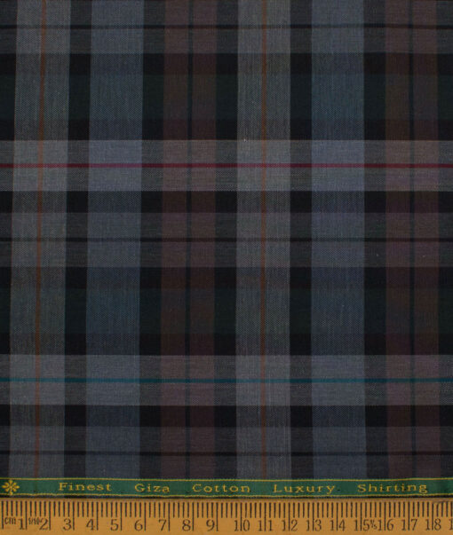 Reid & Taylor  Giza Cotton Checks Shirting Fabric (Grey & Black)