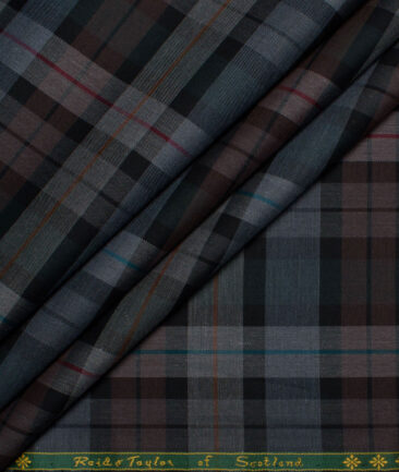 Reid & Taylor  Giza Cotton Checks Shirting Fabric (Grey & Black)