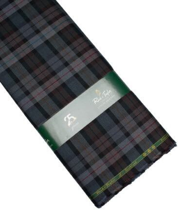 Reid & Taylor  Giza Cotton Checks Shirting Fabric (Grey & Black)