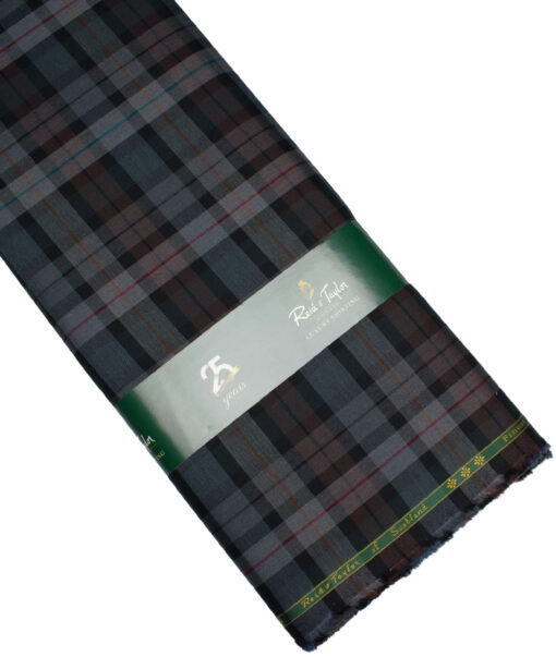 Reid & Taylor  Giza Cotton Checks Shirting Fabric (Grey & Black)