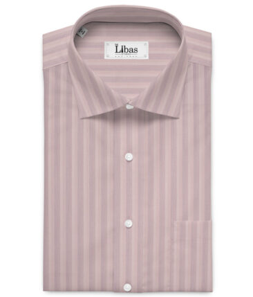Reid & Taylor  Giza Cotton Striped Shirting Fabric (Pink)