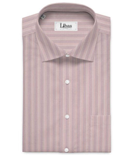 Reid & Taylor  Giza Cotton Striped Shirting Fabric (Pink)