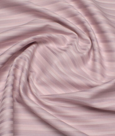 Reid & Taylor  Giza Cotton Striped Shirting Fabric (Pink)