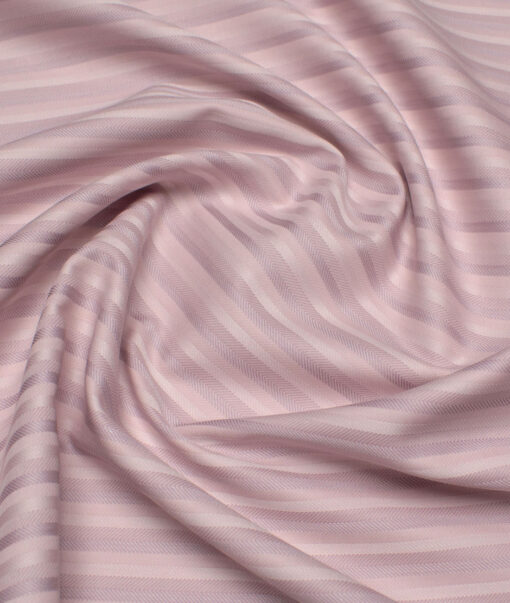 Reid & Taylor  Giza Cotton Striped Shirting Fabric (Pink)