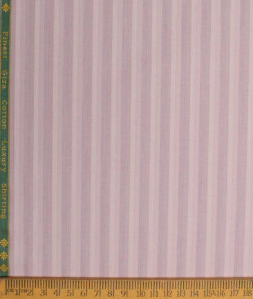Reid & Taylor  Giza Cotton Striped Shirting Fabric (Pink)