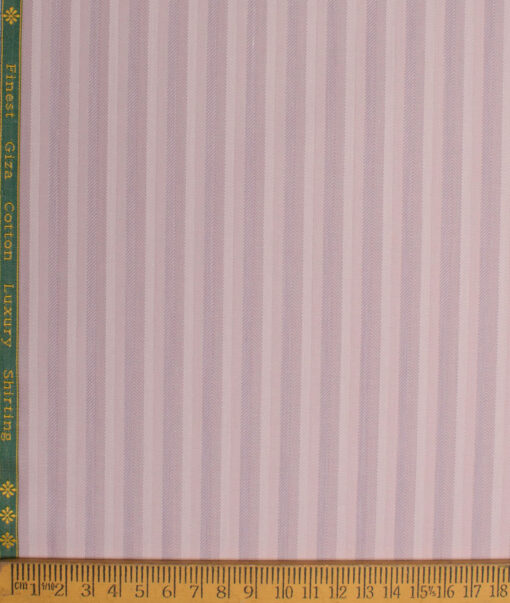 Reid & Taylor  Giza Cotton Striped Shirting Fabric (Pink)