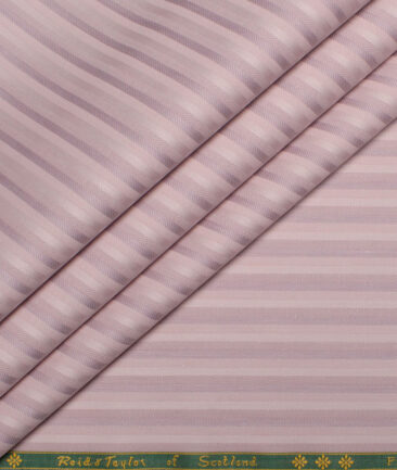 Reid & Taylor  Giza Cotton Striped Shirting Fabric (Pink)