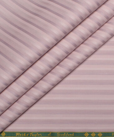 Reid & Taylor  Giza Cotton Striped Shirting Fabric (Pink)