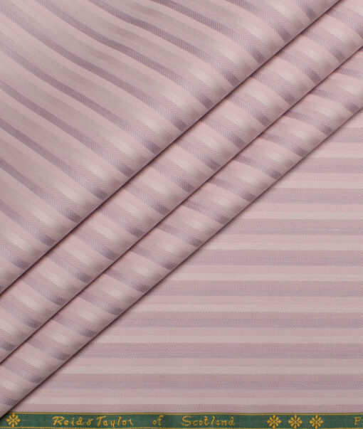 Reid & Taylor  Giza Cotton Striped Shirting Fabric (Pink)
