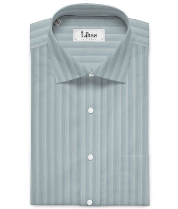 Reid & Taylor  Giza Cotton Striped Shirting Fabric (Pale Aqua Green)