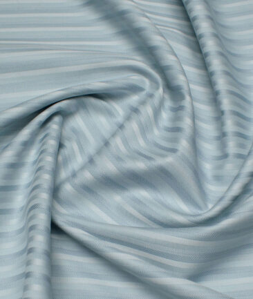 Reid & Taylor  Giza Cotton Striped Shirting Fabric (Pale Aqua Green)