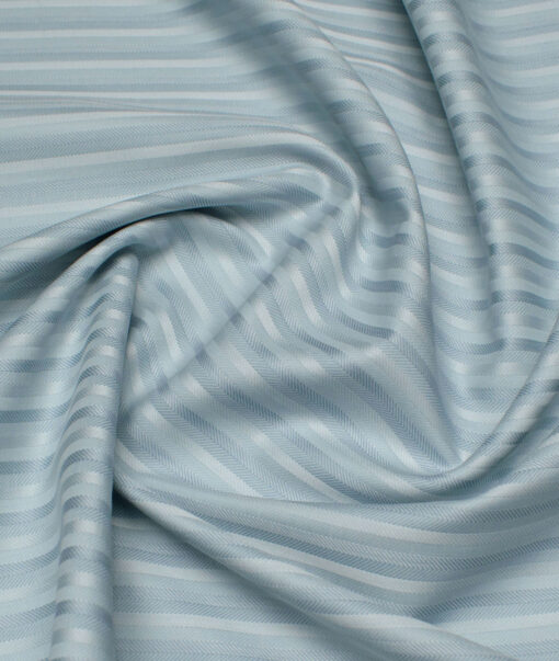 Reid & Taylor  Giza Cotton Striped Shirting Fabric (Pale Aqua Green)