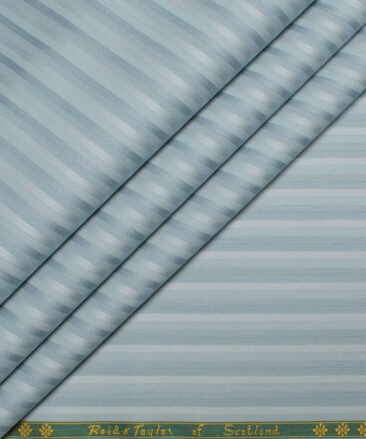 Reid & Taylor  Giza Cotton Striped Shirting Fabric (Pale Aqua Green)