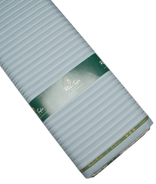 Reid & Taylor  Giza Cotton Striped Shirting Fabric (Pale Aqua Green)