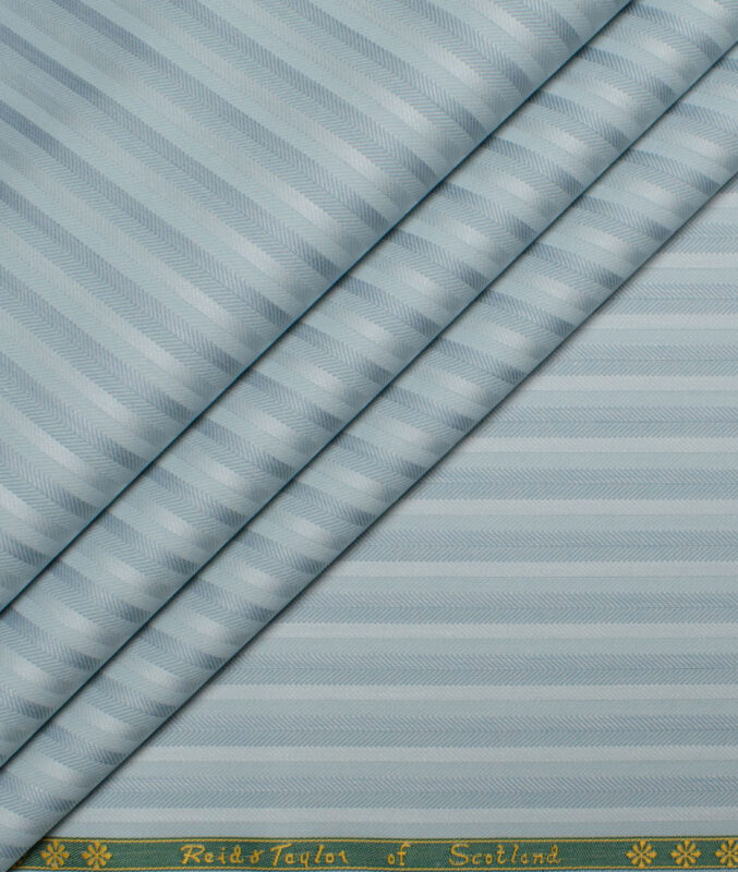 Reid & Taylor  Giza Cotton Striped Shirting Fabric (Pale Aqua Green)