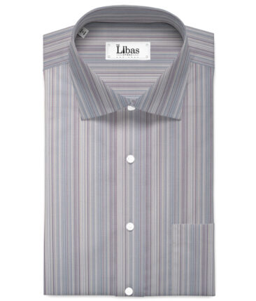 Reid & Taylor  Giza Cotton Striped Shirting Fabric (Silver Grey)