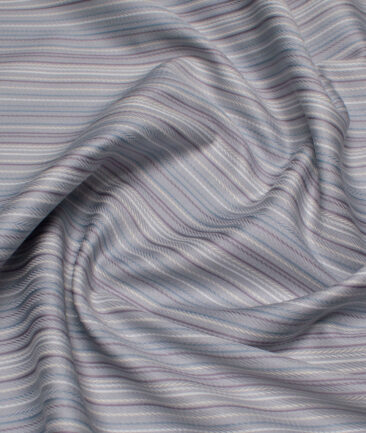 Reid & Taylor  Giza Cotton Striped Shirting Fabric (Silver Grey)