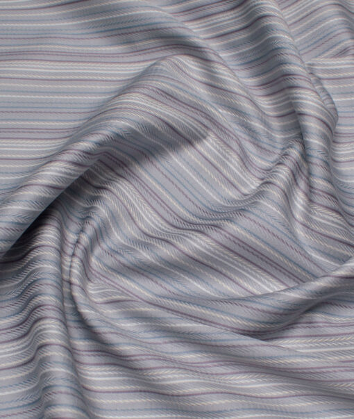Reid & Taylor  Giza Cotton Striped Shirting Fabric (Silver Grey)