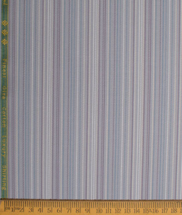 Reid & Taylor  Giza Cotton Striped Shirting Fabric (Silver Grey)