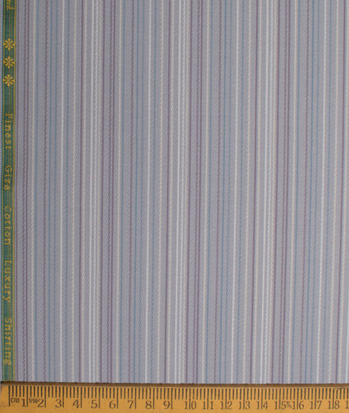 Reid & Taylor  Giza Cotton Striped Shirting Fabric (Silver Grey)